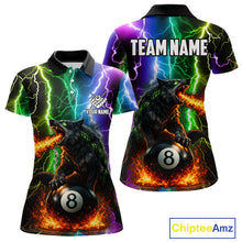 Load image into Gallery viewer, Colorful Lightning 8 Ball Wolf Billiard Shirt For Women Custom Pool Team Jersey Polo &amp; 1/4 Zip TDM5987
