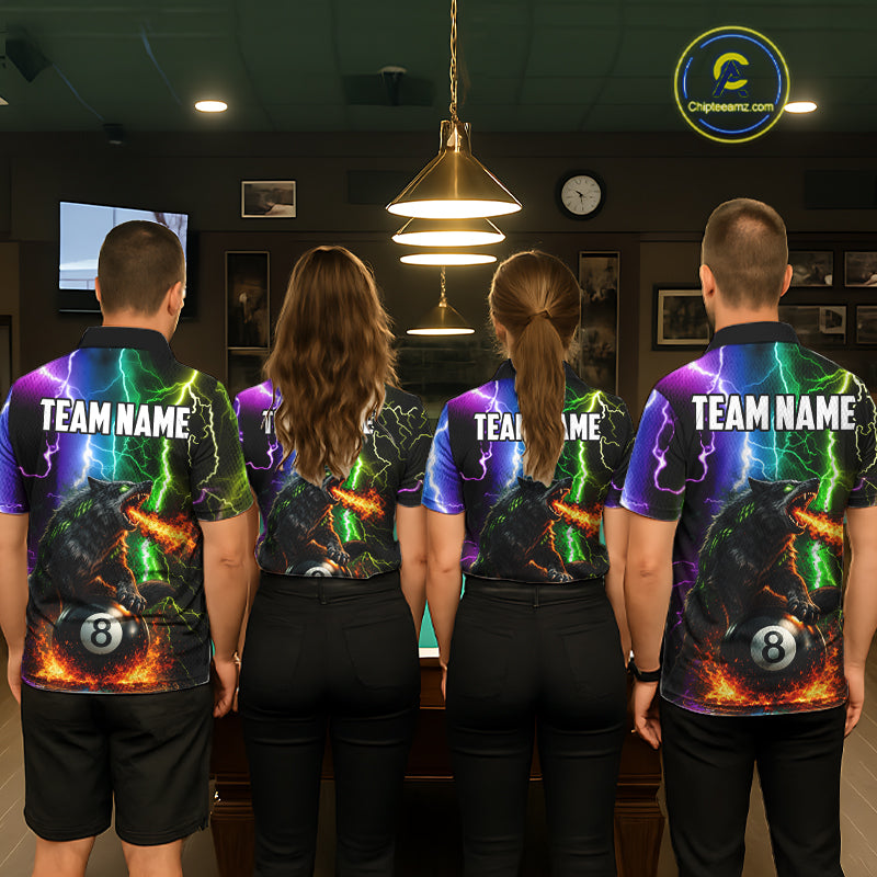 Colorful Lightning 8 Ball Wolf Billiard Shirt For Women Custom Pool Team Jersey Polo & 1/4 Zip TDM5987