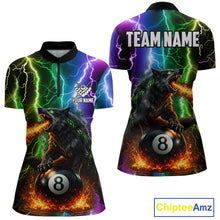 Load image into Gallery viewer, Colorful Lightning 8 Ball Wolf Billiard Shirt For Women Custom Pool Team Jersey Polo &amp; 1/4 Zip TDM5987