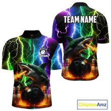 Load image into Gallery viewer, Colorful Lightning Shark Bowling Jersey For Men Custom Bowling Shirt Team Polo &amp; Quarter Zip TDM5988