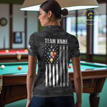 Load image into Gallery viewer, Personalized Camouflage US Flag Billiard Shirt For Women, 9 Ball Pool Team Jersey Polo &amp; 1/4 Zip TDM5992