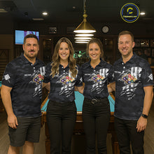 Load image into Gallery viewer, Personalized Camouflage US Flag Billiard Shirt For Women, 9 Ball Pool Team Jersey Polo &amp; 1/4 Zip TDM5992