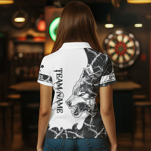 White Black Thorny Camo Wolf Dart Shirts For Women Custom Camouflage Dart Team Shirt Dart Jerseys TDM3815