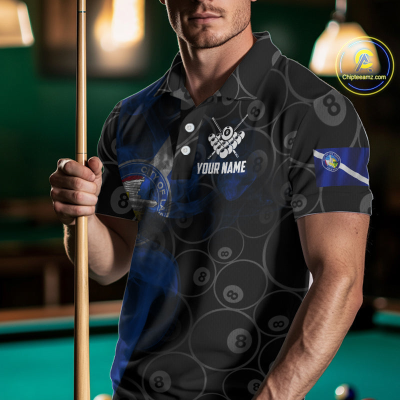 Personalized Las Vegas Flag Smoke Billiard Shirt For Men Custom 8 Ball Pool Team Jerseys TDM4287