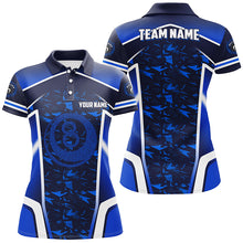 Load image into Gallery viewer, Personalized Name Blue 8 Ball Pool Abstract 3D Billiard Shirts For Women Team League Billiard Jerseys TDM2146