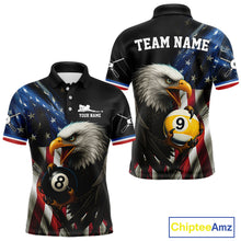 Load image into Gallery viewer, American Flag Eagle 8 Ball &amp; 9 Ball Billiard Shirt For Men Custom Patriotic Billiard Jersey TDM4477