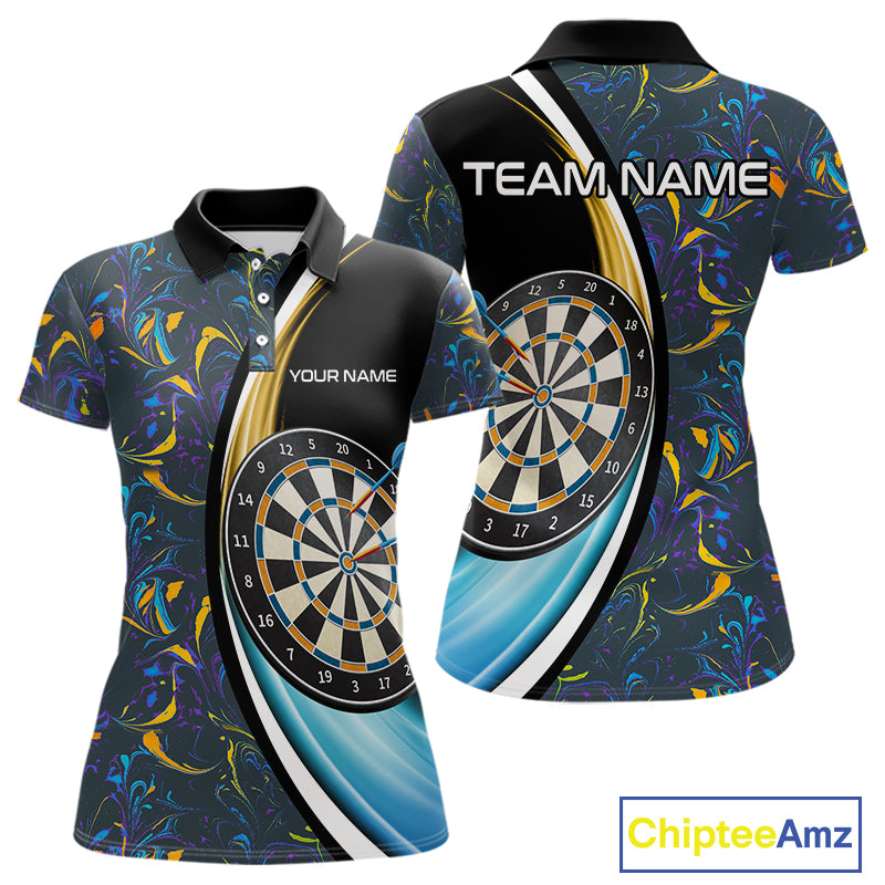 Funny Floral Marbling Pattern Custom Darts Shirt For Women, Team Polo & Quarter Zip Darts Jersey TDM4916
