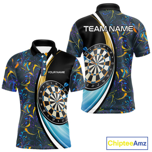 Funny Floral Marbling Pattern Custom Darts Shirt For Men, Team Polo & Quarter Zip Darts Jersey TDM4916