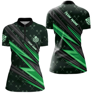 Personalized Green Dart Jerseys Women Dart Polo & Quarter Zip Shirt Custom Team League Dart Shirt TDM3369