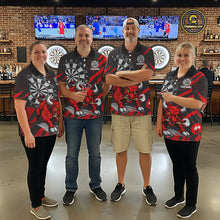 Load image into Gallery viewer, Black And Red Funny Bull Darts Shirt For Men Custom Darts Team Jersey Polo &amp; Quarter Zip Shirt TDM6237