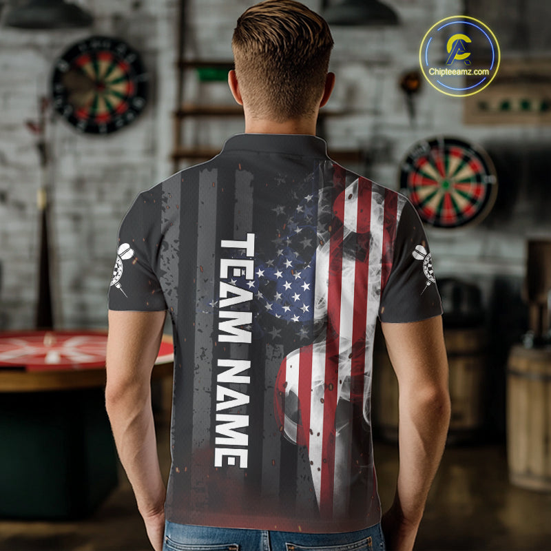 Personalized American Flag Patriotic Darts Shirt For Men Custom Darts Jersey Team Polo & 1/4 Zip TDM4922