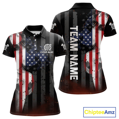 Personalized American Flag Patriotic Darts Shirt For Women Custom Darts Jersey Team Polo & 1/4 Zip TDM4922