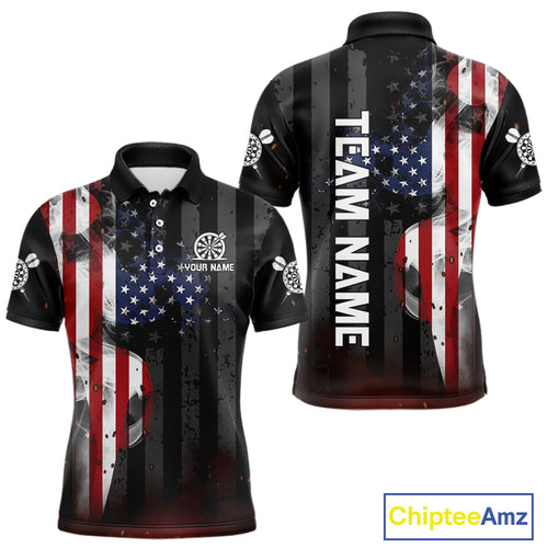 Personalized American Flag Patriotic Darts Shirt For Men Custom Darts Jersey Team Polo & 1/4 Zip TDM4922