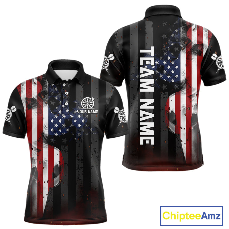 Personalized American Flag Patriotic Darts Shirt For Men Custom Darts Jersey Team Polo & 1/4 Zip TDM4922