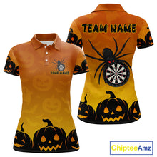 Load image into Gallery viewer, Personalized Orange Funny Spider Darts Shirt For Women Custom Halloween Darts Team Jersey, Dart Gift TDM4923