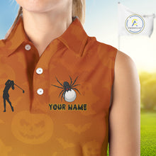 Load image into Gallery viewer, Personalized Funny Spider Golf Sleeveless Polo Shirt Custom Halloween Ladies Golf Outfit TDM4924