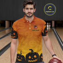 Load image into Gallery viewer, Personalized Orange Funny Spider Bowling Halloween Shirt For Men Custom Bowling Team Jersey  TDM4925