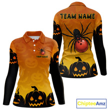 Load image into Gallery viewer, Personalized Orange Funny Spider Bowling Halloween Shirt For Women Custom Bowling Team Jersey  TDM4925