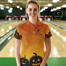 Load image into Gallery viewer, Personalized Orange Funny Spider Bowling Halloween Shirt For Women Custom Bowling Team Jersey  TDM4925