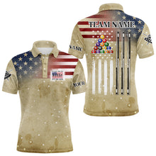 Load image into Gallery viewer, Vintage Gold American Flag Custom Patriotic Billiard Shirts For Men, Funny Saying Billiard Jerseys TDM3123