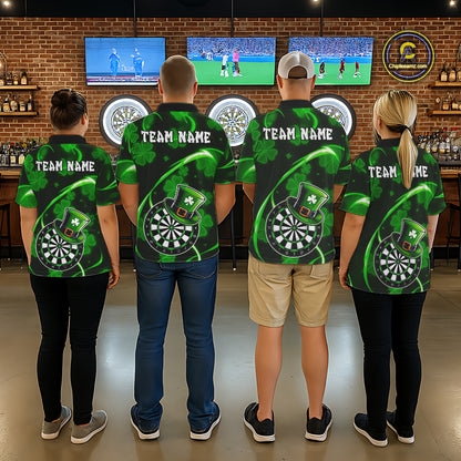 Green Glowing Shamrock Luckiest Darts Shirt For Men Custom St Patrick Day Darts Team Jersey TDM5356