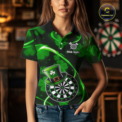 Green Glowing Shamrock Luckiest Darts Shirt For Women Custom St Patrick Day Darts Team Jersey TDM5356