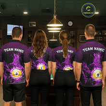 Load image into Gallery viewer, Purple 8 Ball &amp; 9 Ball Flame Smoke Custom Dragon Billiard Shirts For Women, Billiard Team Jersey TDM5632