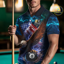 Load image into Gallery viewer, American Flag 8 &amp; 9 Ball Eagle Lightning Billiard Shirt For Men Custom Patriotic Pool Team Jersey TDM5851