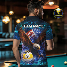 Load image into Gallery viewer, American Flag 8 &amp; 9 Ball Eagle Lightning Billiard Shirt For Men Custom Patriotic Pool Team Jersey TDM5851