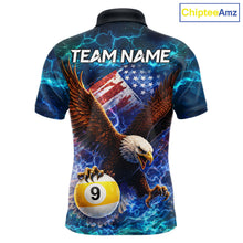 Load image into Gallery viewer, American Flag 8 &amp; 9 Ball Eagle Lightning Billiard Shirt For Men Custom Patriotic Pool Team Jersey TDM5851
