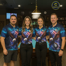 Load image into Gallery viewer, American Flag 8 &amp; 9 Ball Eagle Lightning Billiard Shirt For Men Custom Patriotic Pool Team Jersey TDM5851