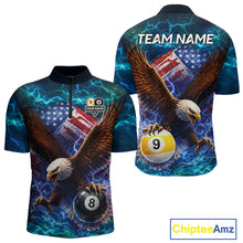 Load image into Gallery viewer, American Flag 8 &amp; 9 Ball Eagle Lightning Billiard Shirt For Men Custom Patriotic Pool Team Jersey TDM5851