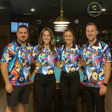Load image into Gallery viewer, Funny Shark Colorful Graffiti Style Custom 8 &amp; 9 Ball Billiard Shirt For Men, Billiard Team Jersey TDM5852