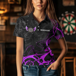 Purple Arrow Wings Custom Darts Shirt For Women, Darts Jerseys Pocket Option TDM3669
