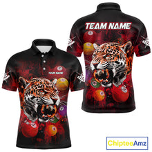 Load image into Gallery viewer, Funny Panther Flaming 8 Ball Billiard Pool Shirt For Men Custom Billiard Team Jerseys |Red TDM3825