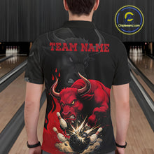 Load image into Gallery viewer, Black And Red Funny Bull Bowling Shirt For Men Custom Bowling Team Jersey Polo &amp; Quarter Zip TDM6242