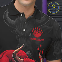 Load image into Gallery viewer, Black And Red Funny Bull Bowling Shirt For Men Custom Bowling Team Jersey Polo &amp; Quarter Zip TDM6242