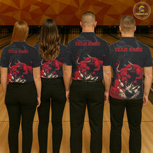 Load image into Gallery viewer, Black And Red Funny Bull Bowling Shirt For Men Custom Bowling Team Jersey Polo &amp; Quarter Zip TDM6242