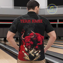 Load image into Gallery viewer, Black And Red Funny Bull Bowling Shirt For Men Custom Bowling Team Jersey Polo &amp; Quarter Zip TDM6242