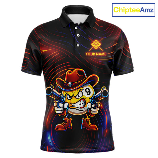 Funny Neon 9 Ball Billiard Shirt For Men Custom Pool Team Shirt, Billiard Jersey Polo & 1/4 Zip TDM6248