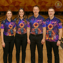 Load image into Gallery viewer, Custom Funny Cat Flame Bowling Shirt For Men, Personalized Tropical Bowling Jersey Polo &amp; 1/4 Zip TDM6454