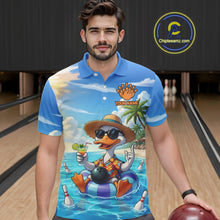 Load image into Gallery viewer, Funny Duck Bowling Jersey For Men Custom Tropical Beach Bowling Shirt Team Polo &amp; Quarter Zip TDM6459