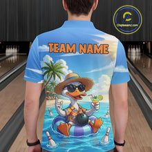 Load image into Gallery viewer, Funny Duck Bowling Jersey For Men Custom Tropical Beach Bowling Shirt Team Polo &amp; Quarter Zip TDM6459
