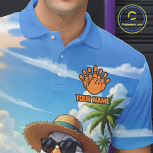 Load image into Gallery viewer, Funny Duck Bowling Jersey For Men Custom Tropical Beach Bowling Shirt Team Polo &amp; Quarter Zip TDM6459