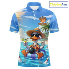 Load image into Gallery viewer, Funny Duck Bowling Jersey For Men Custom Tropical Beach Bowling Shirt Team Polo &amp; Quarter Zip TDM6459