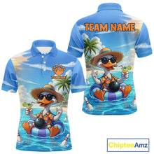 Load image into Gallery viewer, Funny Duck Bowling Jersey For Men Custom Tropical Beach Bowling Shirt Team Polo &amp; Quarter Zip TDM6459