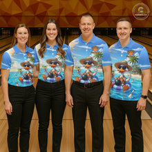 Load image into Gallery viewer, Funny Duck Bowling Jersey For Men Custom Tropical Beach Bowling Shirt Team Polo &amp; Quarter Zip TDM6459