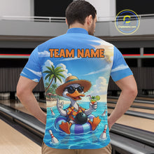 Load image into Gallery viewer, Funny Duck Bowling Jersey For Men Custom Tropical Beach Bowling Shirt Team Polo &amp; Quarter Zip TDM6459