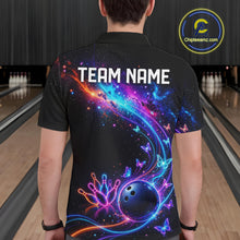 Load image into Gallery viewer, Personalized Galaxy Butterfly Bowling Shirt For Men Custom Bowling Jersey Team Polo &amp; 1/4 Zip TDM6463
