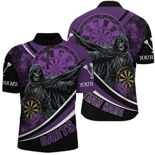 Load image into Gallery viewer, Grim Reaper Purple Darts Jersey Men Polo &amp; Quarter-Zip Shirts Custom Team League Darts Shirts TDM1726